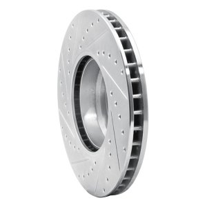 BMW 750IL Brake Rotor (1) - Front Right - R1 Concepts - Drilled & Slotted - Silver - `95-`01